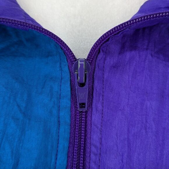 Vintage 90s Bocco Purple Pink Blue Zip-Up Collared Track Jacket Windbreaker XL - Picture 8 of 8